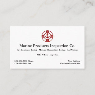 Marine Equipment Inspection Services Business Card