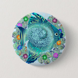 Marine Fish Aquarium 6 Cm Round Badge