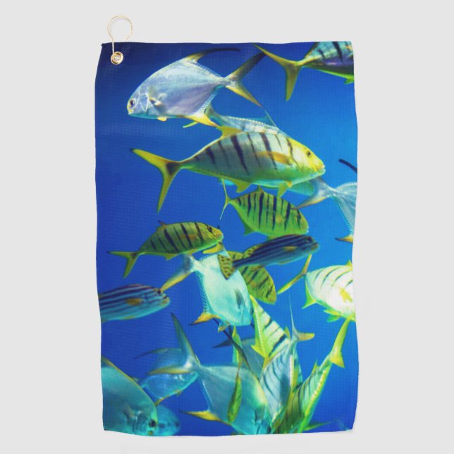 Marine Fish of Yellow with Black Stripes Golf Towel (Front)