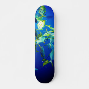Marine Fish of Yellow with Black Stripes Skateboard