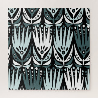 Marine Flowers: Modern Vintage Abstract. Jigsaw Puzzle