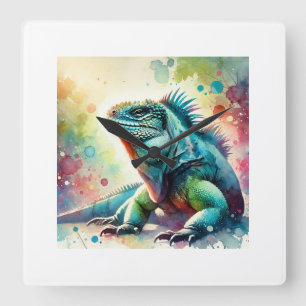 Marine Iguana 190624AREF127 - Watercolor Square Wall Clock