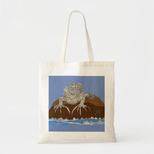 Marine Iguana on Rock with Hermit Crab Tote Bag