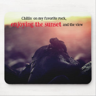 Marine iguana sunbathing mouse pad