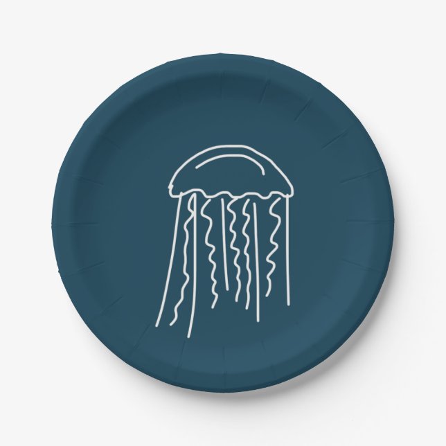 Marine jellyfish aquatic sea life paper plate (Front)