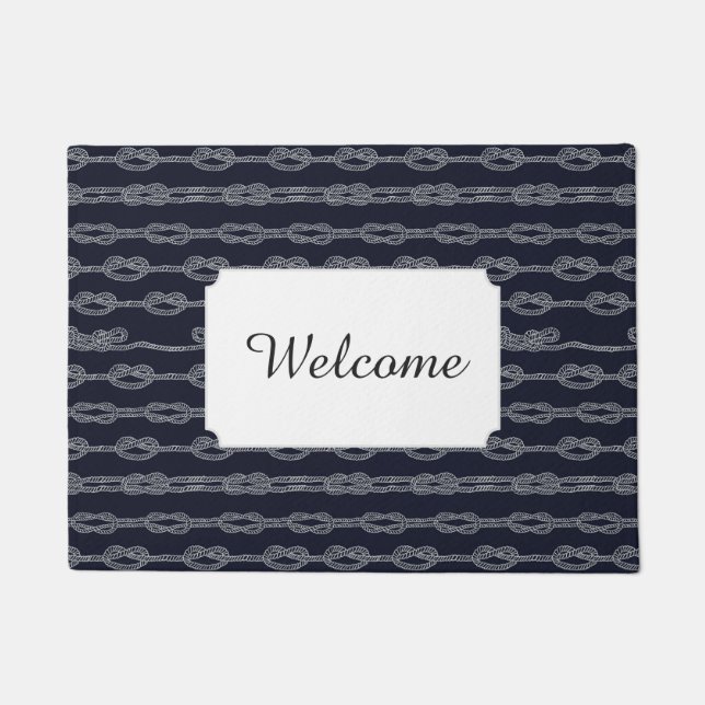 Marine Knots Pattern | Add Your Text Doormat (Front)