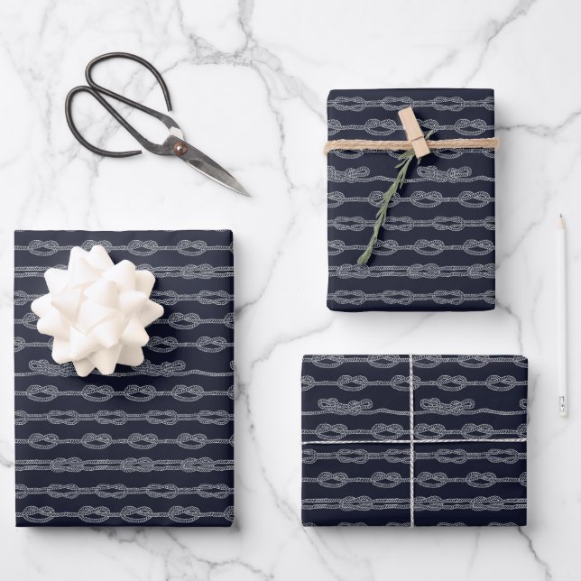 Marine Knots Pattern Wrapping Paper Sheet (Front)