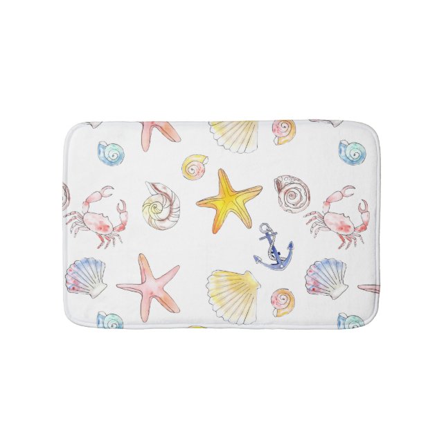 Marine Life & Anchors  Bath Mat (Front)