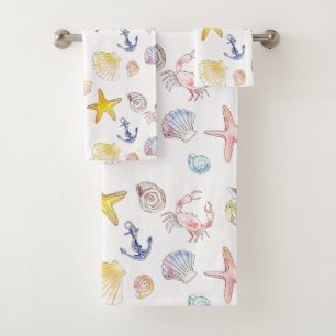 Marine Life & Anchors  Bath Towel Set
