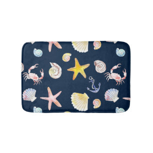 Marine Life & Anchors (Dark) Bath Mat