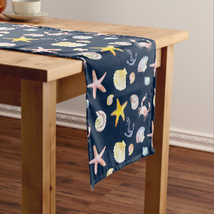 Marine Life & Anchors (Dark) Long Table Runner