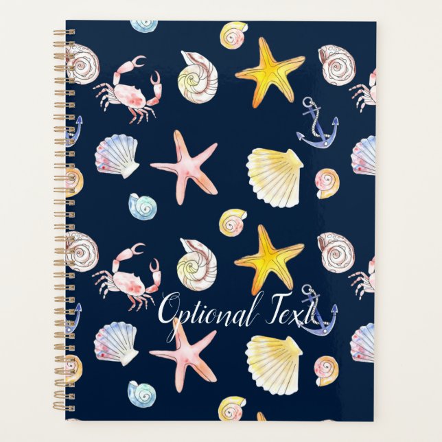 Marine Life & Anchors (Dark) Planner (Front)
