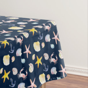 Marine Life & Anchors (Dark) Tablecloth
