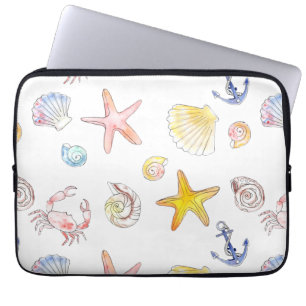Marine Life & Anchors Laptop Sleeve