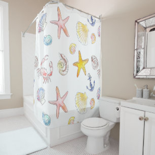 Marine Life & Anchors  Shower Curtain