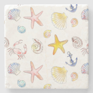 Marine Life & Anchors Stone Coaster