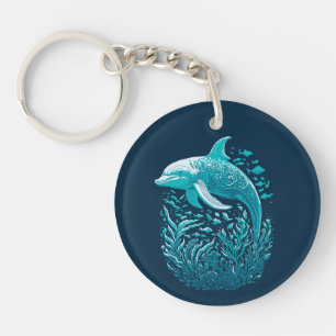 Marine Life Art   Dolphin Graphic Design Key Ring