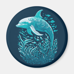 Marine Life Art Dolphin Graphic Design Magnet