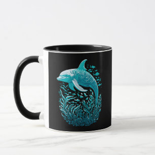 Marine Life Art   Dolphin Graphic Design Mug