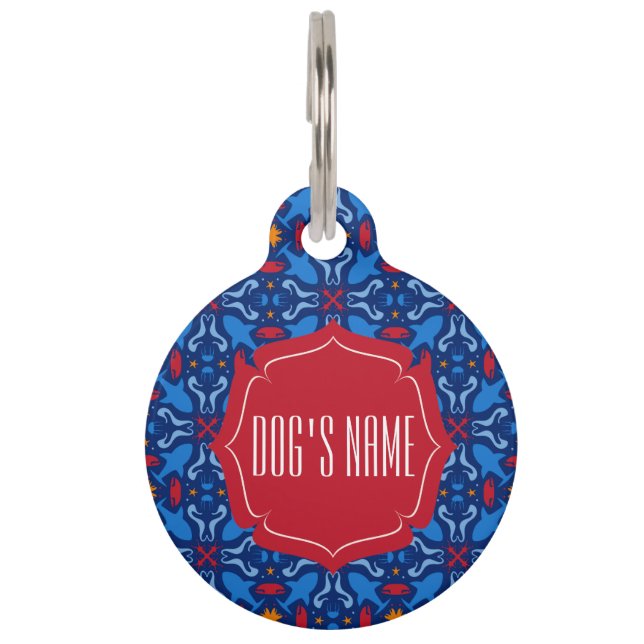 Marine life blue pattern pet tag (Front)