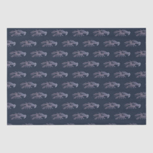 Marine Life Lobster Pattern on Dark Navy Blue Tissue Paper