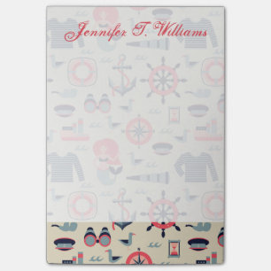 Marine Life Pattern Add Your Name Post-it Notes