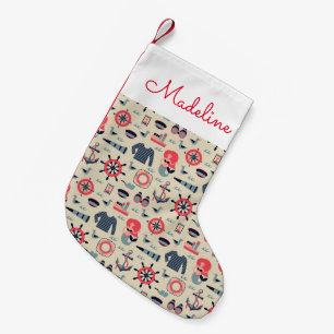 Marine Life Pattern Add Your Name Small Christmas Stocking