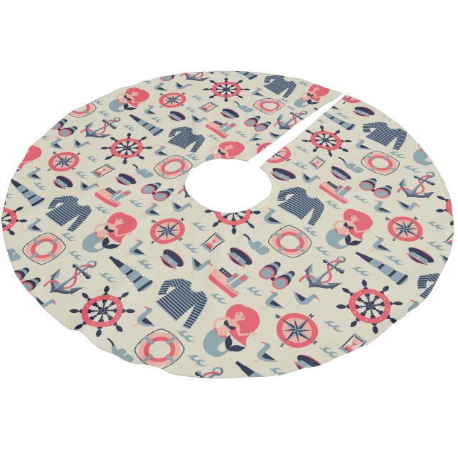 Marine Life Pattern Brushed Polyester Tree Skirt (Angled)