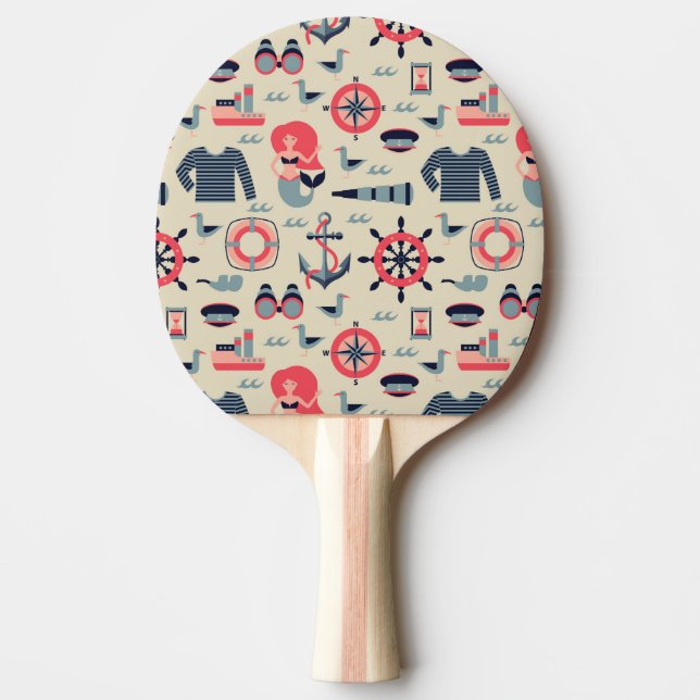 Marine Life Pattern Ping Pong Paddle (Front)