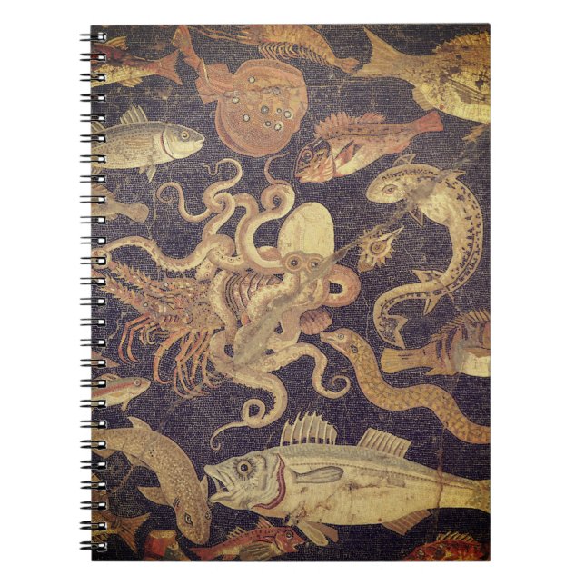 Marine life, Pompeii mosaic Notebook (Front)