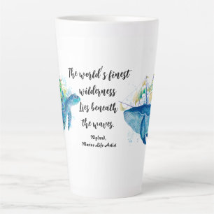 Marine Life. Sea Turtle and Blue Whale Latte Mug
