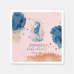 Marine Life   Seahorse Baby Shower Paper Napkin