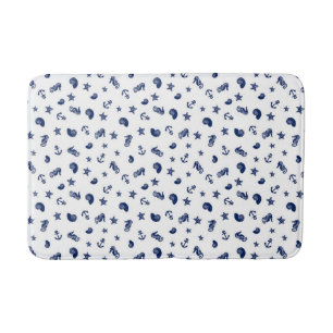 Marine Motif with Seahorses Bath Mat
