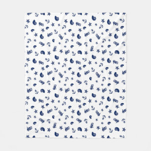 Marine Motif with Seahorses Fleece Blanket