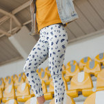 Marine Motif with Seahorses Leggings<br><div class="desc">Marine Motif with Seahorses,  Shells,  Anchors,  and Starfish. Colour: Classic Combination of dark Blue on White.</div>
