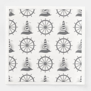 marine nautical seamless pattern with vintage ligh napkin