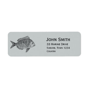 Marine Nautical vintage fish Return Address Label