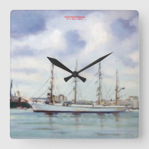 Marine navy//Seascape Square Wall Clock