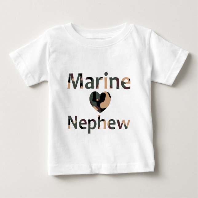 Marine Nephew Heart Camo Baby T-Shirt (Front)