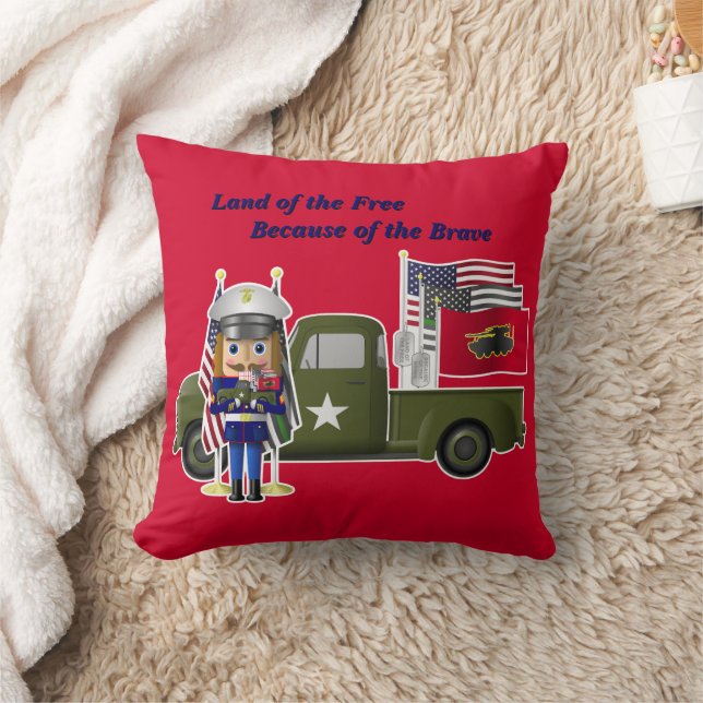 Marine Nutcracker with Little Military Truck Cushion (Blanket)
