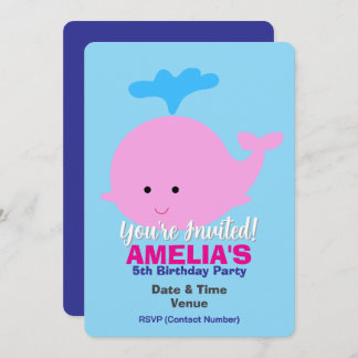 Marine / Ocean / Sea Theme Birthday, Whale Invitation