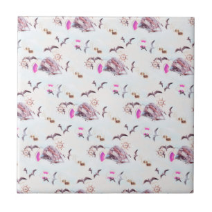 Marine pattern ceramic tile
