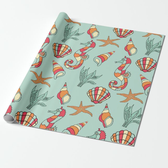 Marine Pattern Wrapping Paper (Unrolled)