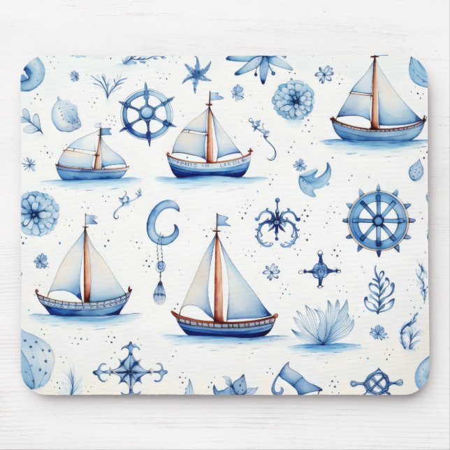 Marine Sailing Ship Mouse Pad (Front)