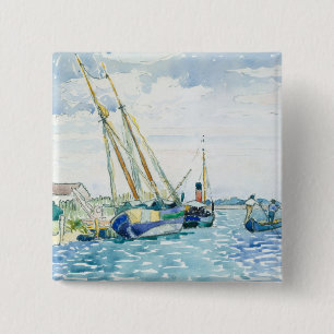 Marine Scene Boats near Venice 15 Cm Square Badge