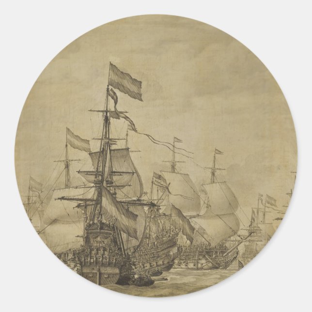Marine Scene Classic Round Sticker (Front)