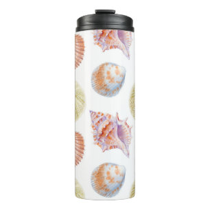 Marine seamless patern of sea shells. Watercolor i Thermal Tumbler