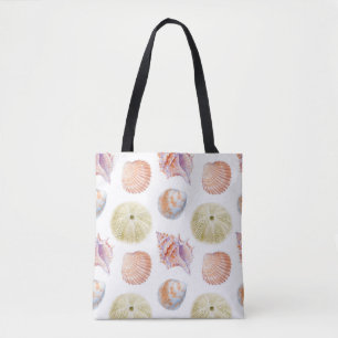 Marine seamless patern of sea shells. Watercolor i Tote Bag