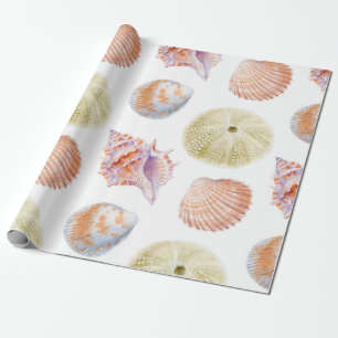 Marine seamless patern of sea shells. Watercolor i Wrapping Paper