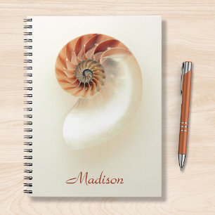 Marine Seashell Personalised Name Minimalist Chic Notebook